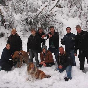 Extended family with dogs